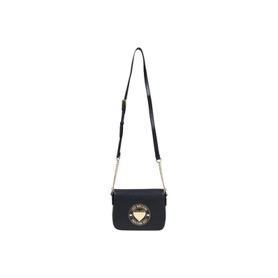 Love Moschino Borsa Donna Nera a Tracolla con Bottone Tasca Interna - Borsa Ecopelle 8x7x3cm