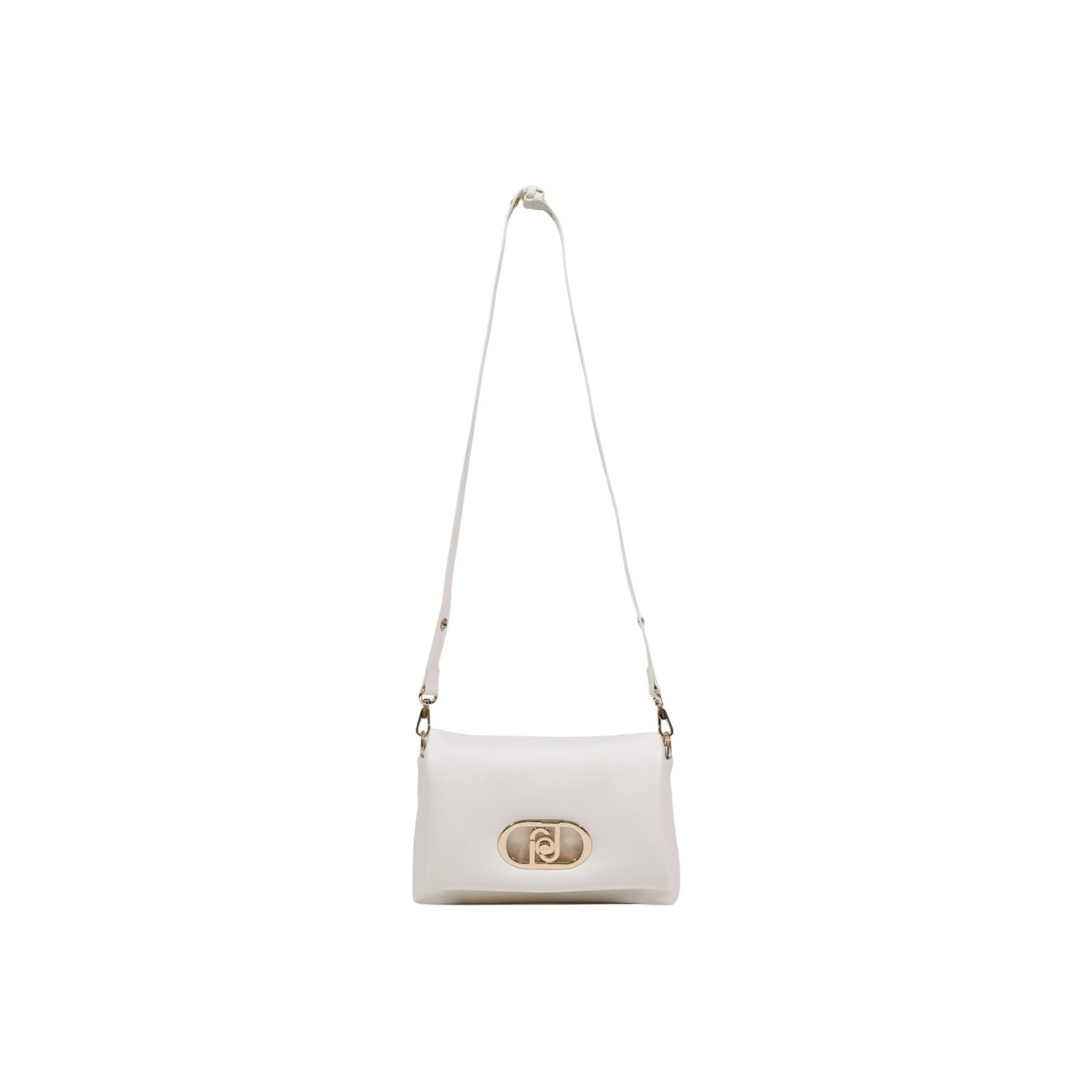 Borsa Liu Jo LaPuffy Bianca; 100% Poliuretano ecosostenibile. Effetto nappa morbido, manico con catena intrecciata, tracolla removibile. Chiusura magnetica, stile Primavera/Estate. Vista frontale con tracolla 