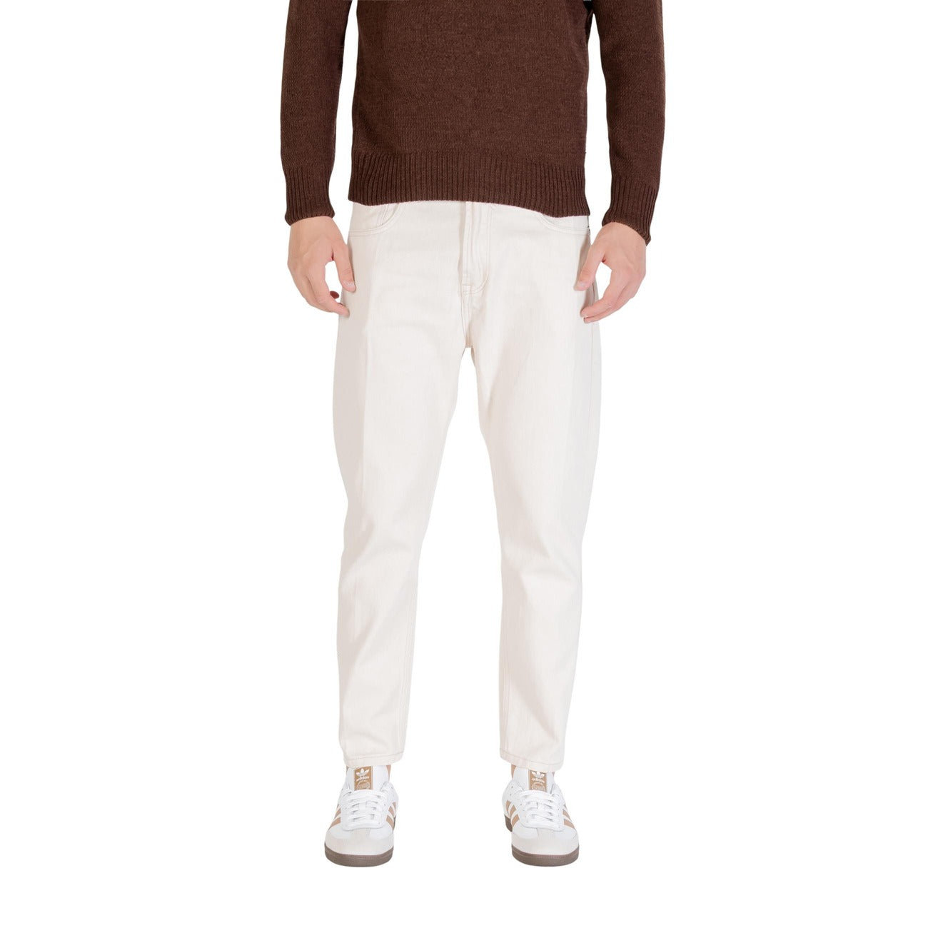 Gianni Lupo Jeans Uomo Marroni in Cotone 100% con Zip e Bottone Tasche Anteriori e Posteriori GL6228Q-F25
