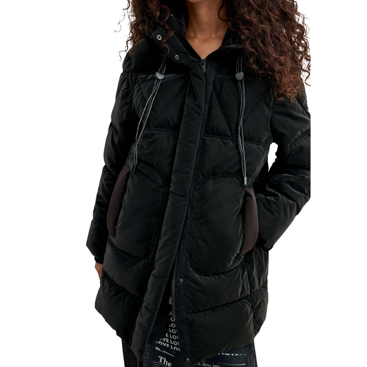 Piumino donna Desigual Priscilla – Cappotto ecopelle nero con cappuccio COAT_PRISCILLA.
