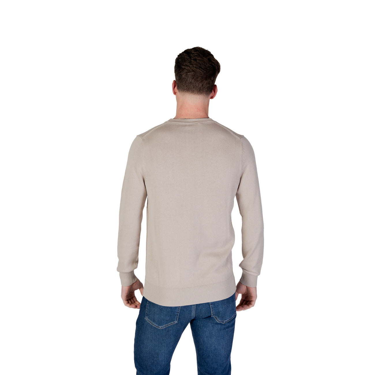 Calvin Klein Jeans Maglia Uomo Beige Maniche Lunghe Scollo Tondo - Maglia Cotone Organico
