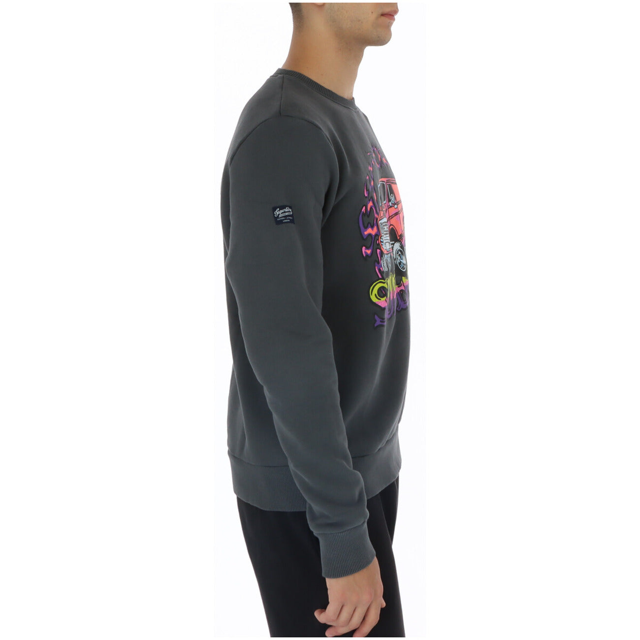 Superdry Felpa Uomo Grigia con Stampa Maniche Lunghe Scollo Tondo in Cotone 80% Poliestere 20% Autunno/Inverno M2013162A