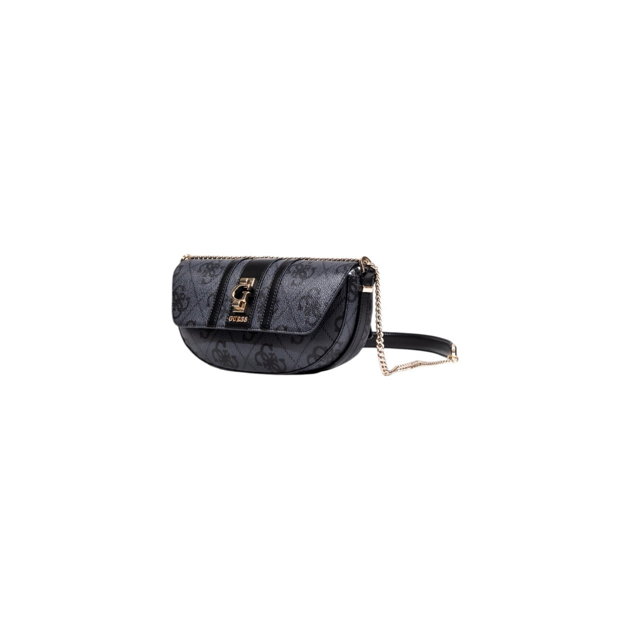 Guess Borsa Donna Grigia con Stampa - Borsa a Tracolla con Bottone e Tasca Interna 28x16x7cm