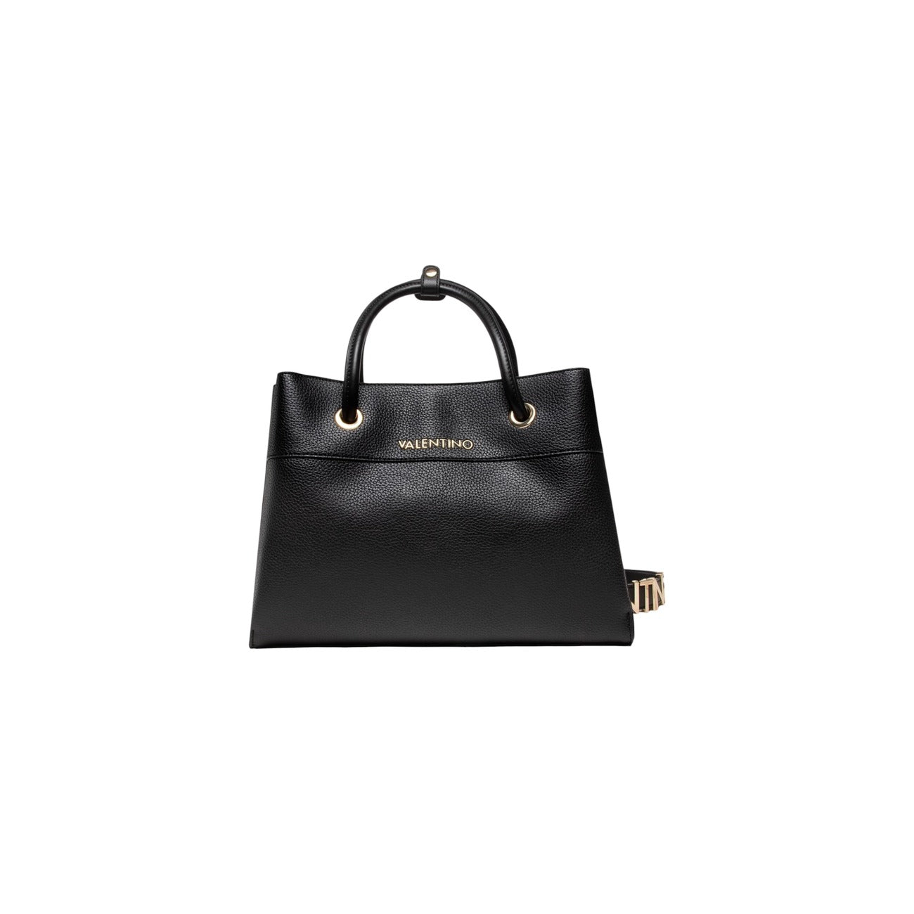 Borsa Valentino Bags Alexia; Effetto pelle martellata. Doppi manici rigidi, tracolla removibile, logo dorato. Ampio scomparto con zip e tasche interne. Design elegante e resistente per uso quotidiano. Vista frontale 