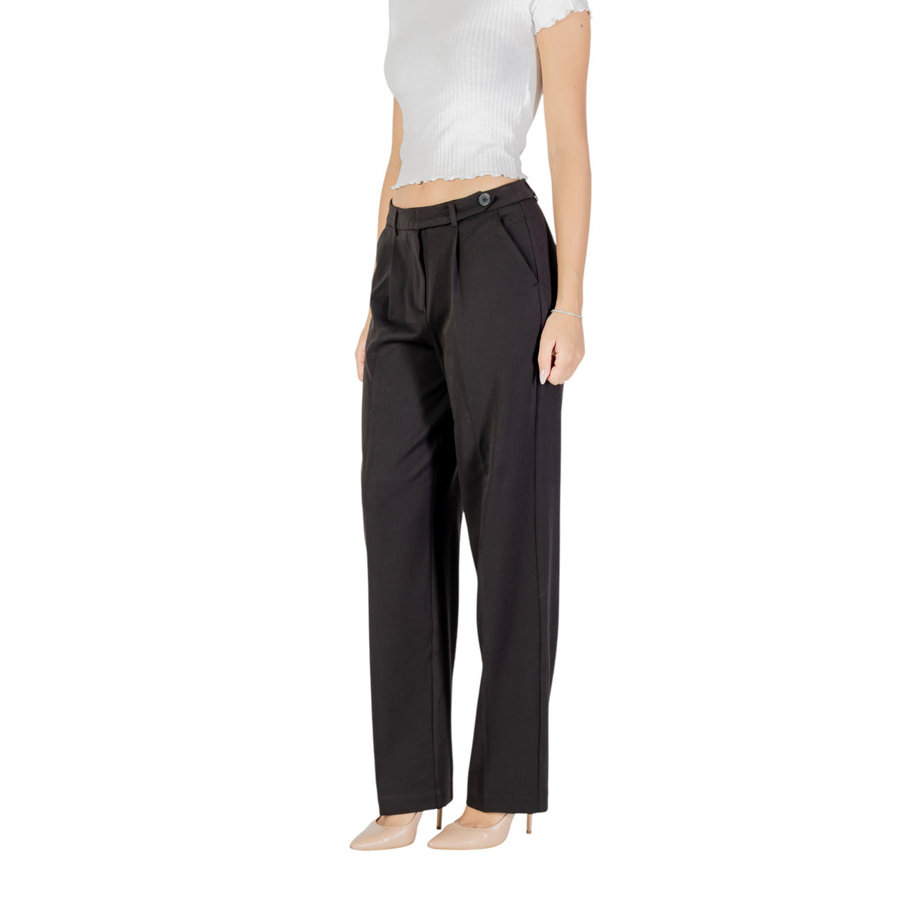 Only Pantaloni Donna Nero Zip e Bottone 69% Poliestere 28% Viscosa 3% Elastan Autunno/Inverno 15351108