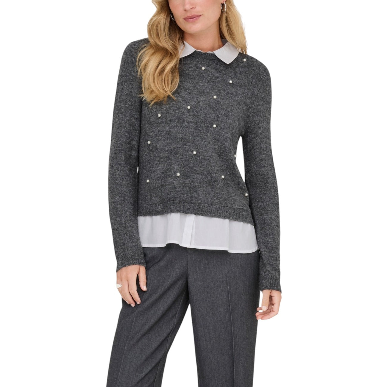 Only Maglioncino Donna Blu Maniche Lunghe - Maglia Acrilico Poliestere Scollo Tondo