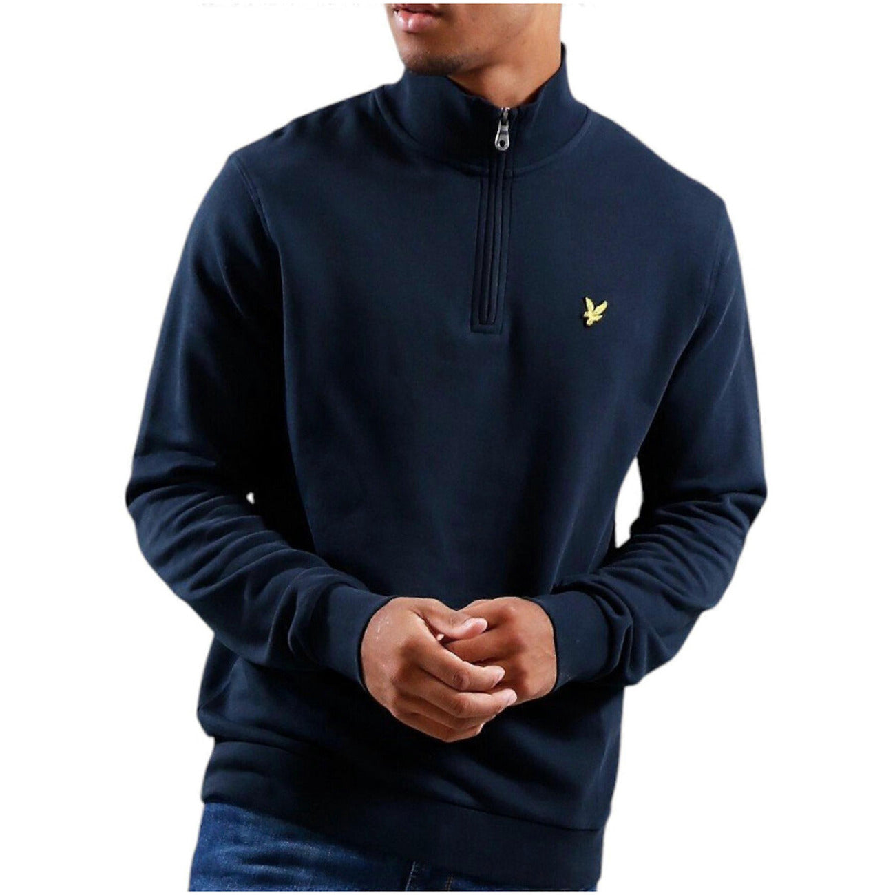 Lyle & Scott Felpa Uomo Blu con Zip Maniche Lunghe Scollo Alto in Cotone 100% Autunno/Inverno ML2022V