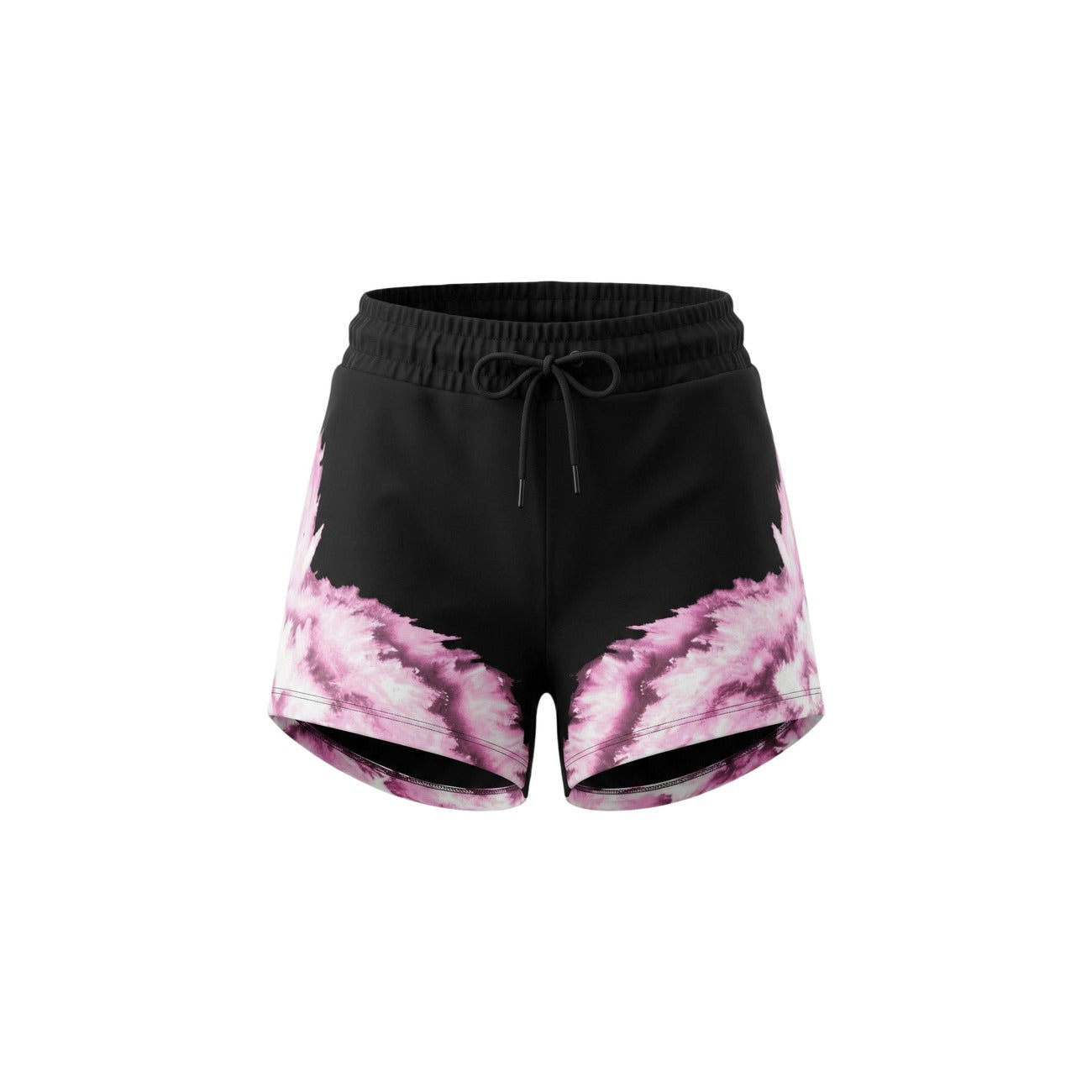 Shorts County of Milan Tie-Dye; 100% Cotone. Vita elastica con coulisse, stampa sfumata unica. Pantaloncini donna sportivi, freschi e di tendenza per la PE26. Vista frontale 