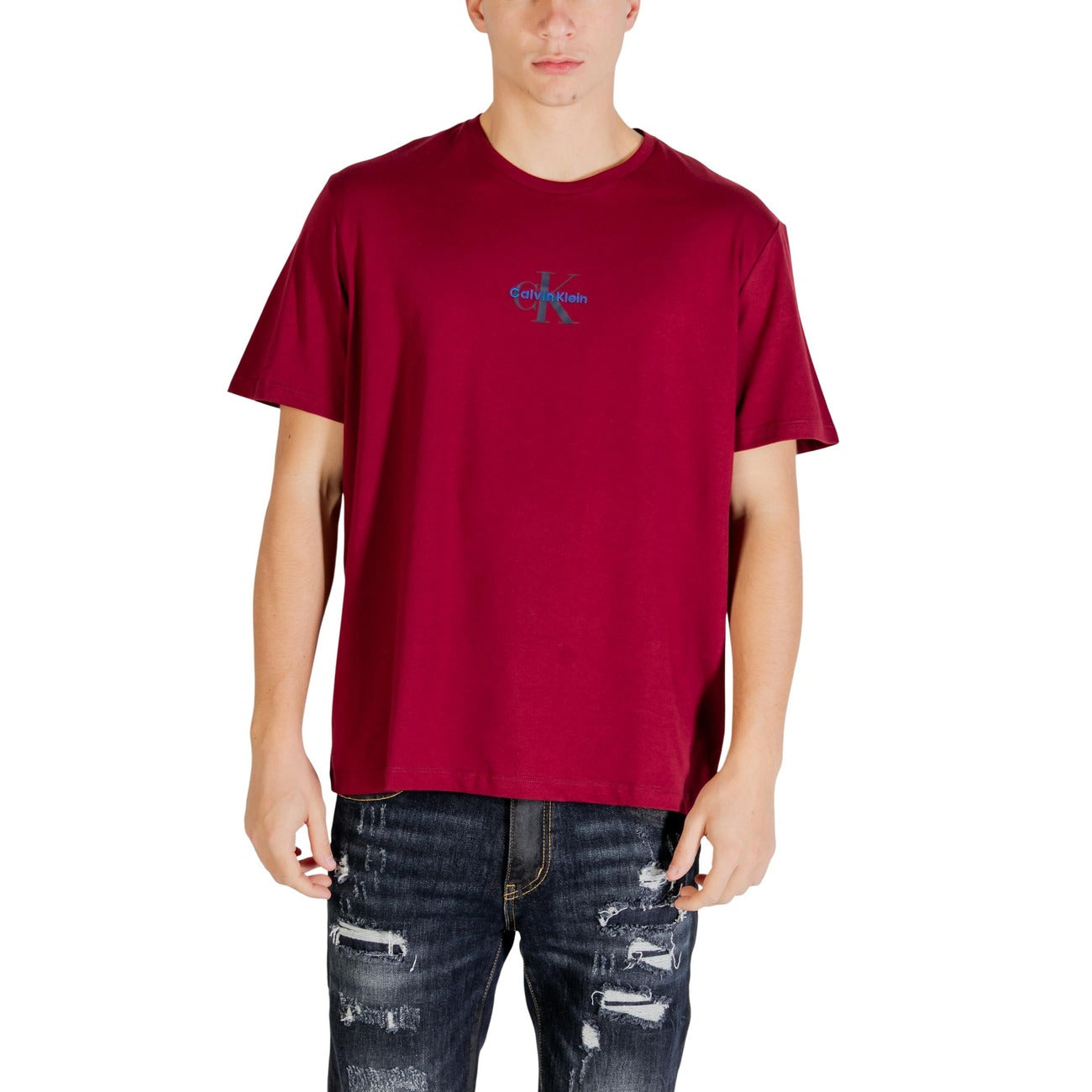 Calvin Klein Jeans T-Shirt Uomo Nero Maniche Corte Scollo Tondo Cotone 100% Primavera Estate LV04RB866G