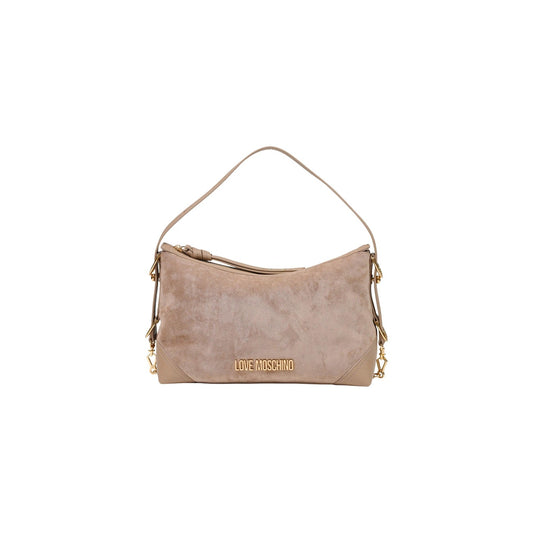 Borsa Love Moschino donna beige tracolla media effetto scamosciato manici oro zip JC4091PP⁠