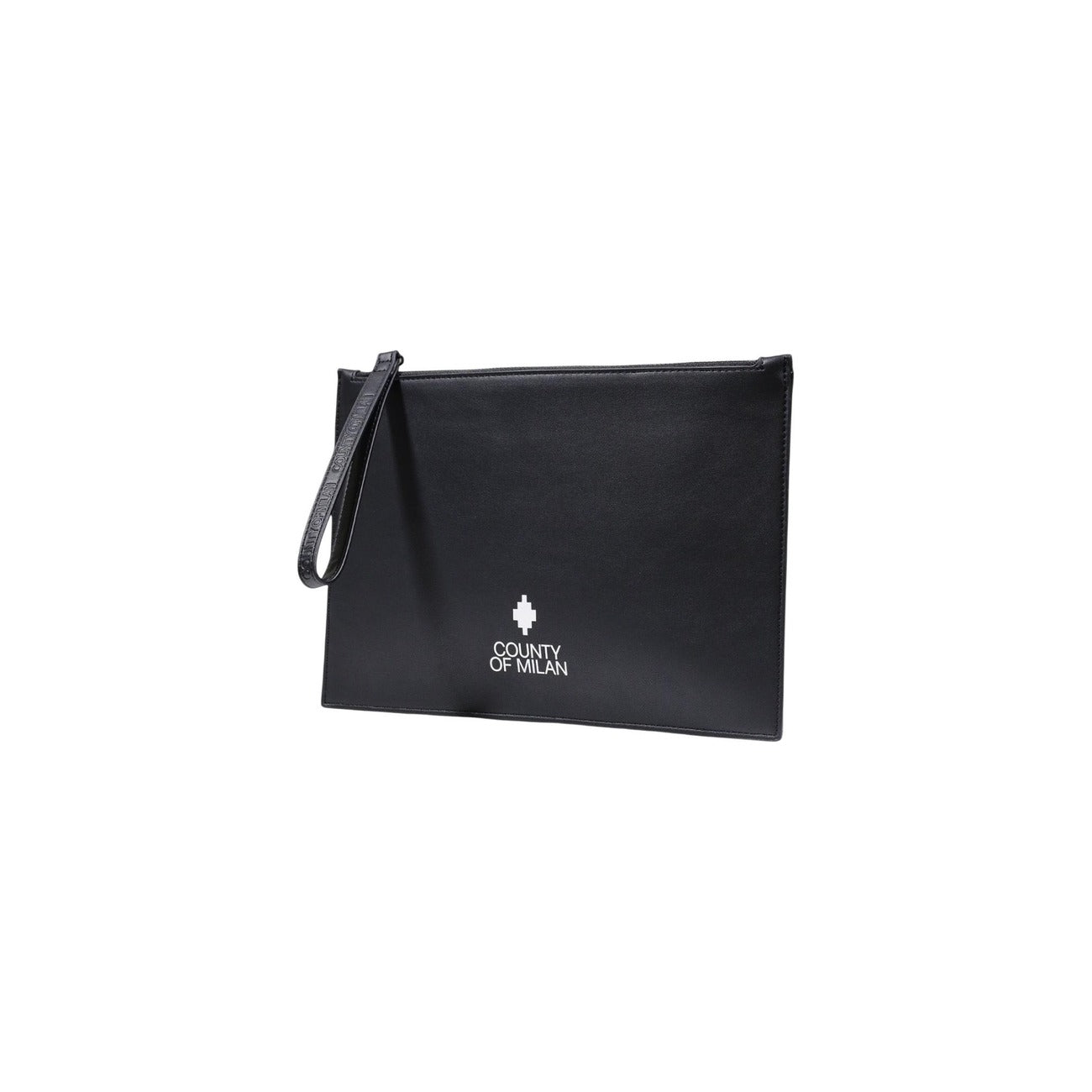 County Of Milan Borsa Uomo Nera a Mano con Cerniera Tasche Interne - Borsa Poliuretano 29.5x19x0.3cm