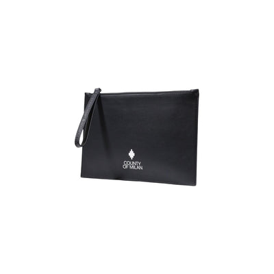 County Of Milan Borsa Uomo Nera a Mano con Cerniera Tasche Interne - Borsa Poliuretano 29.5x19x0.3cm
