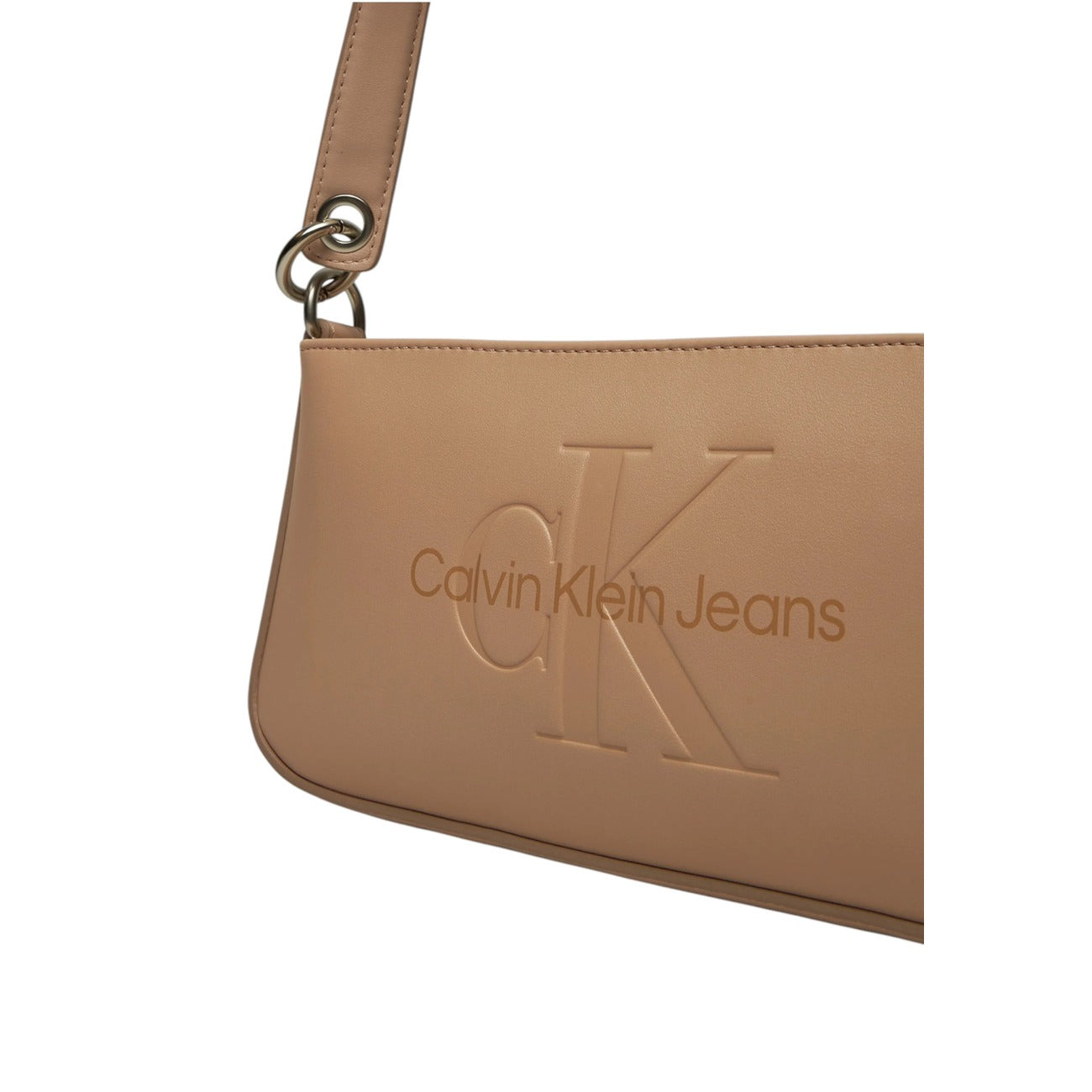 Calvin Klein Jeans Women's Beige Shoulder Bag - Monochrome Zipper Bag
