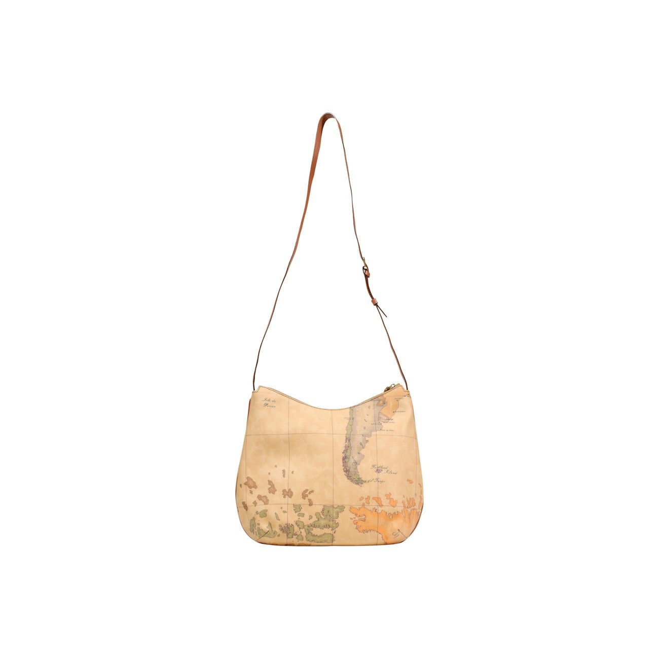 Borsa Tracolla Geo Classic Alviero Martini; Beige. Tessuto premium e dettagli in pelle, forma arrotondata morbida, tasca esterna con zip. Dimensioni medie, stile casual-raffinato ideale per tutti i giorni. Con tracolla 