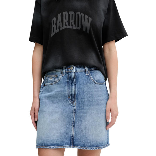 Tommy Hilfiger Jeans Gonna Donna Azzurro Zip Bottone Tasche Anteriori Posteriori Cotone Organico 99% Elastan 1% Primavera Estate DW0DW20136