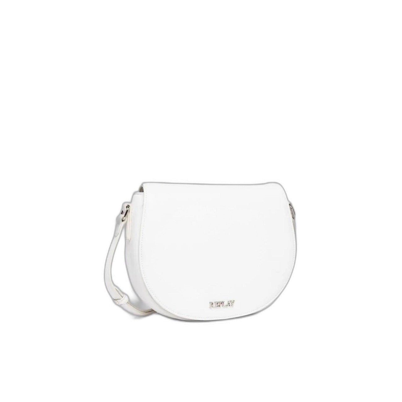 Replay Borsa Donna Bianca a Tracolla con Clip - Borsa Poliestere Poliuretano 18x22x6.5cm