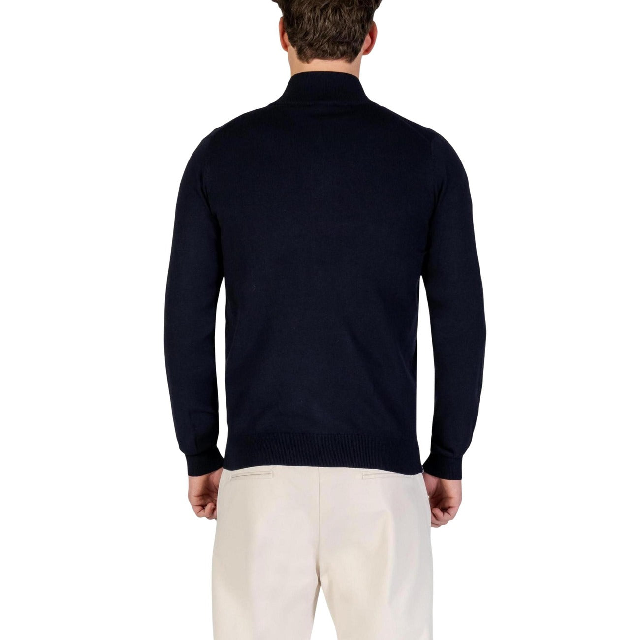 Yos Cardigan Uomo Blu con Cerniera Maniche Lunghe Scollo Alto - Cardigan Lana Acrilico Viscosa Poliestere Poliammide