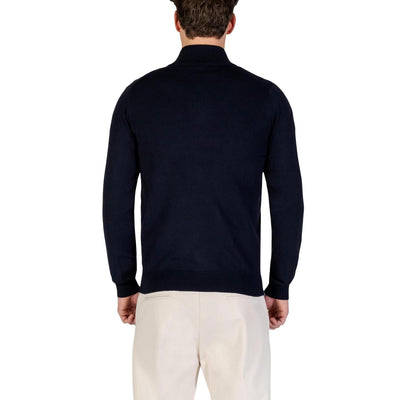 Yos Cardigan Uomo Blu con Cerniera Maniche Lunghe Scollo Alto - Cardigan Lana Acrilico Viscosa Poliestere Poliammide