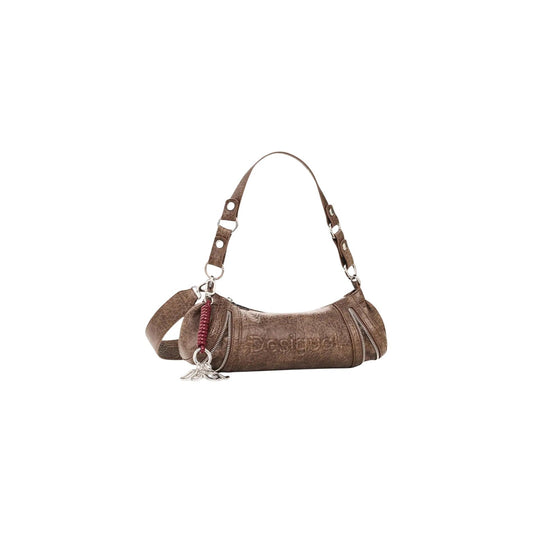 Borsa a tracolla marrone scuro donna Desigual – Borsa media effetto pelle con zip Desigual 26WAXPAH6044U.