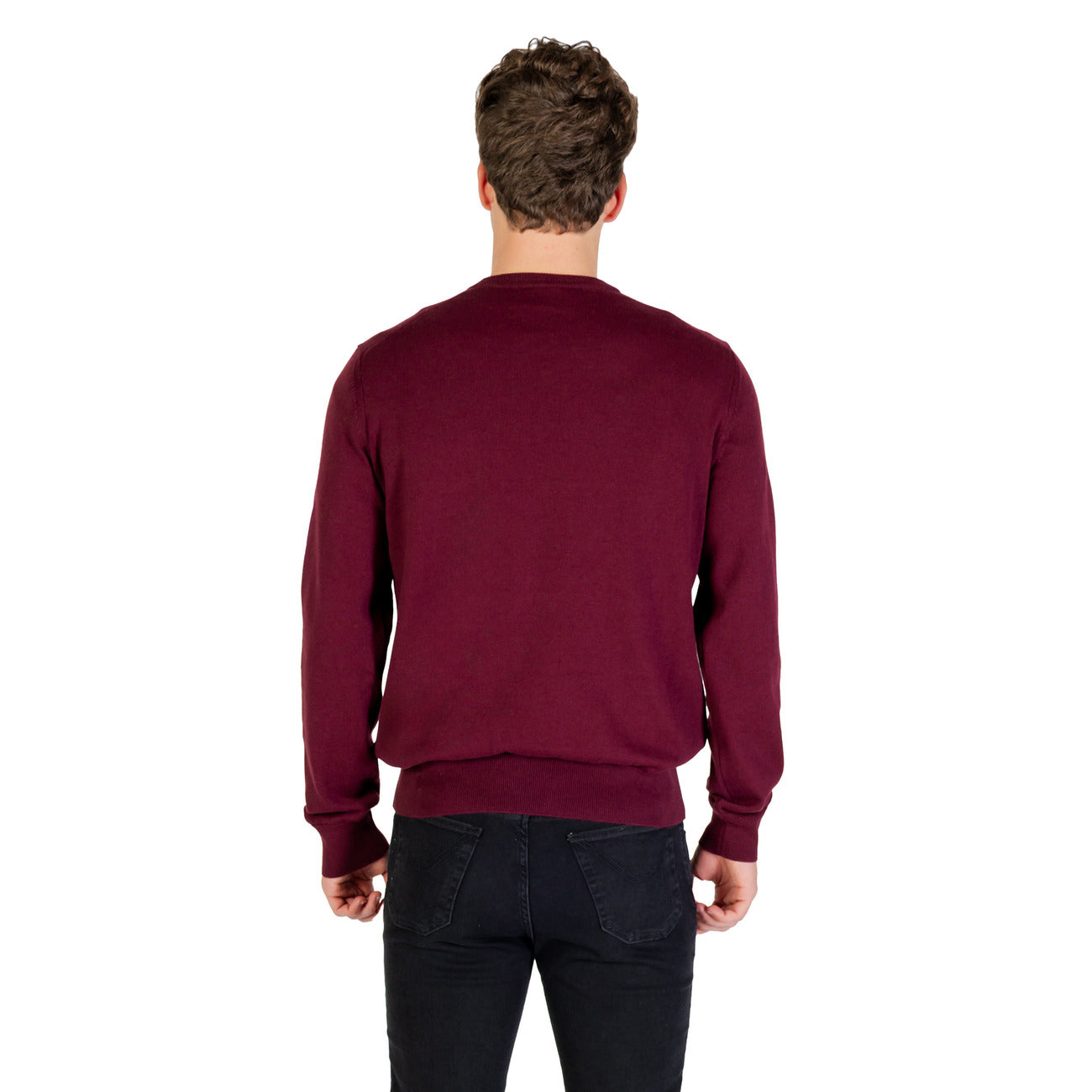 Boss Maglia Uomo Bordeaux Scollo Tondo Manica Lunga Cashmere Cotone Autunno Inverno 50527583