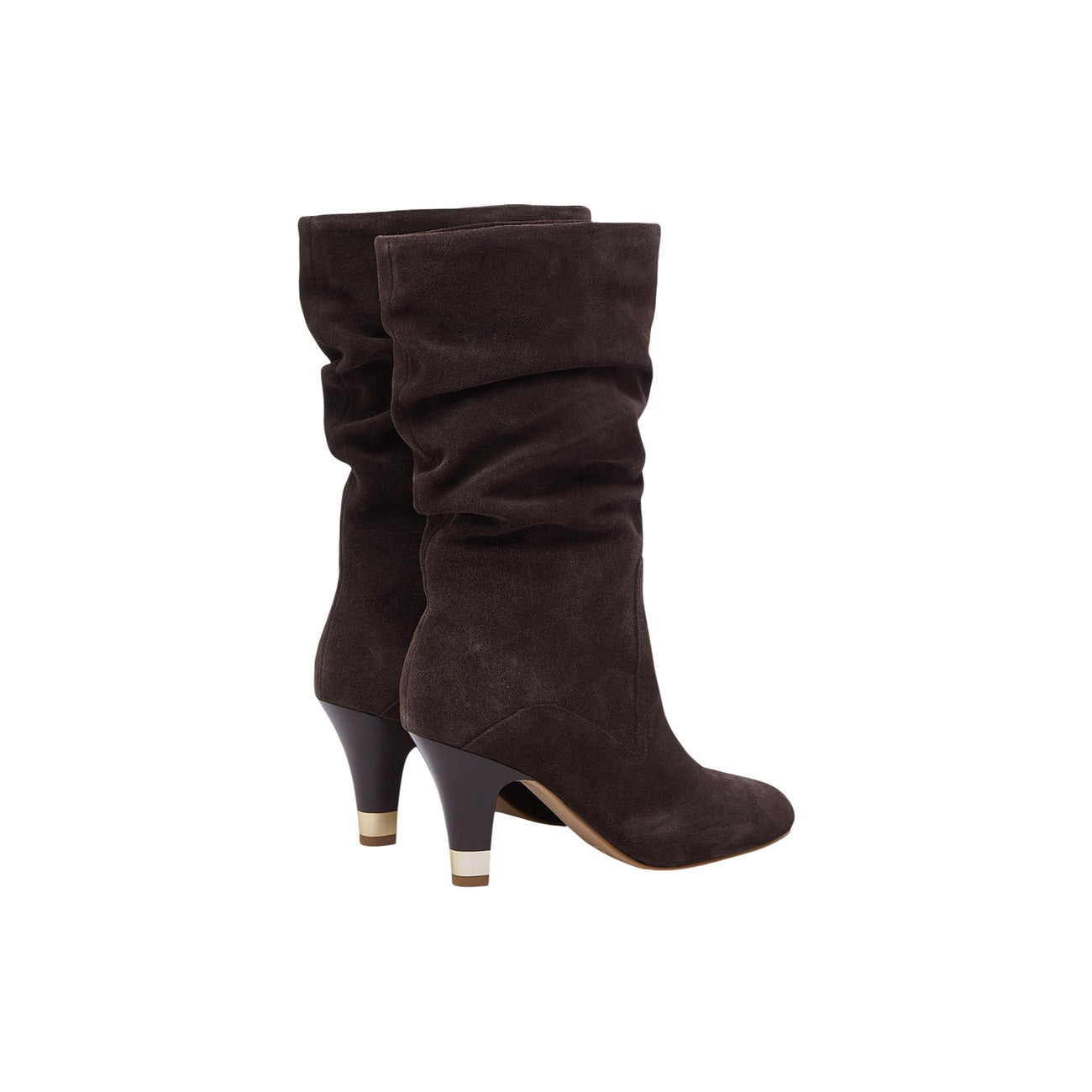 Stivali Liu Jo Blake 04 marroni donna SF6083PX002. Stivaletti da donna in pelle marrone con gambale arricciato slouchy, tacco a cono medio 7 cm e inserto metallico, scarpe invernali ed eleganti in vera pelle.