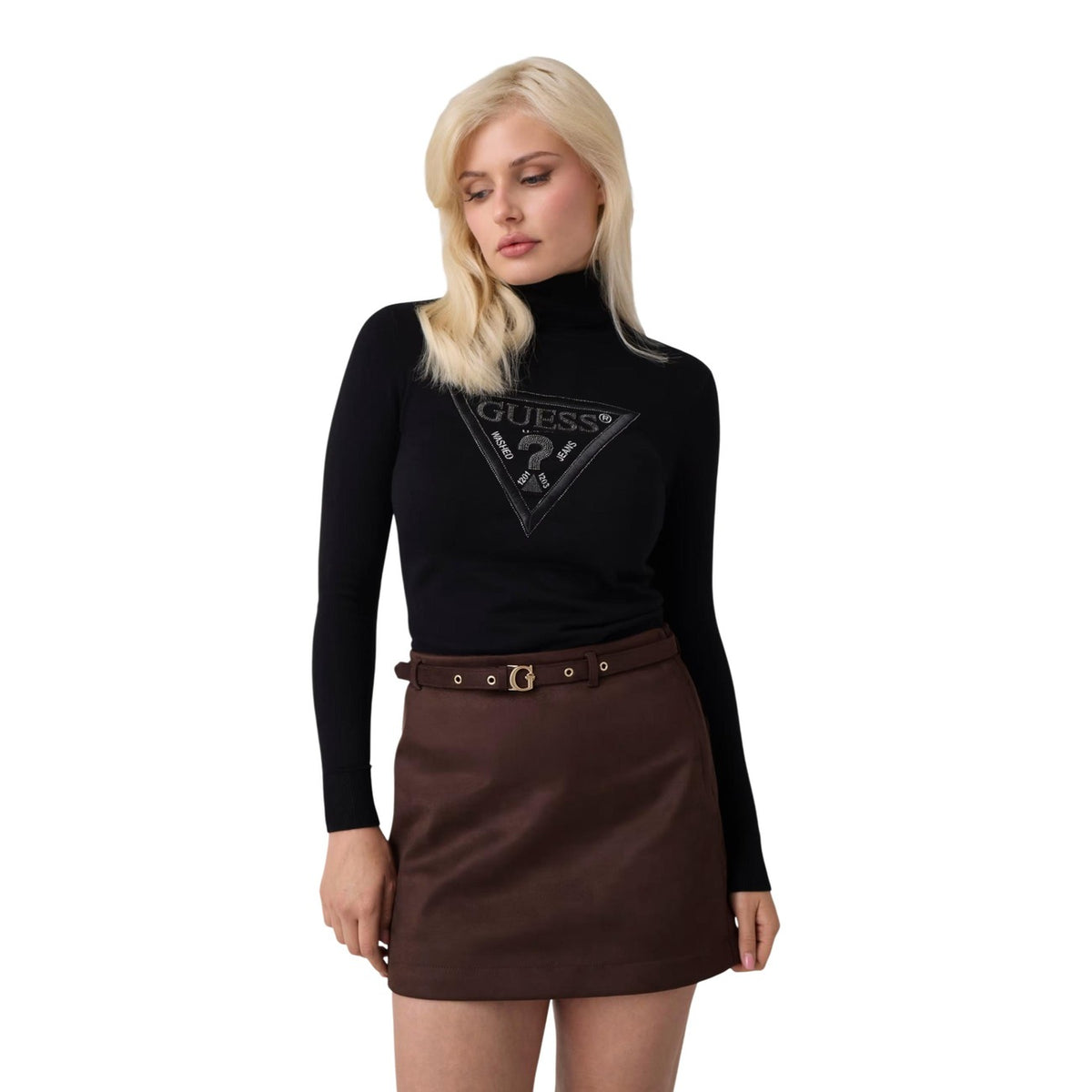 Guess Maglione a collo alto con logo Donna