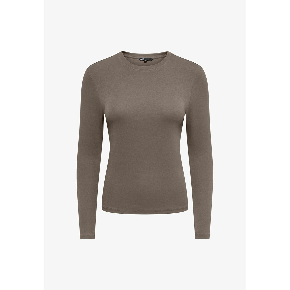 T-shirt manica lunga aderente donna Only 15323159. Maglia paricollo tight fit in cotone grigio e verde per autunno inverno.