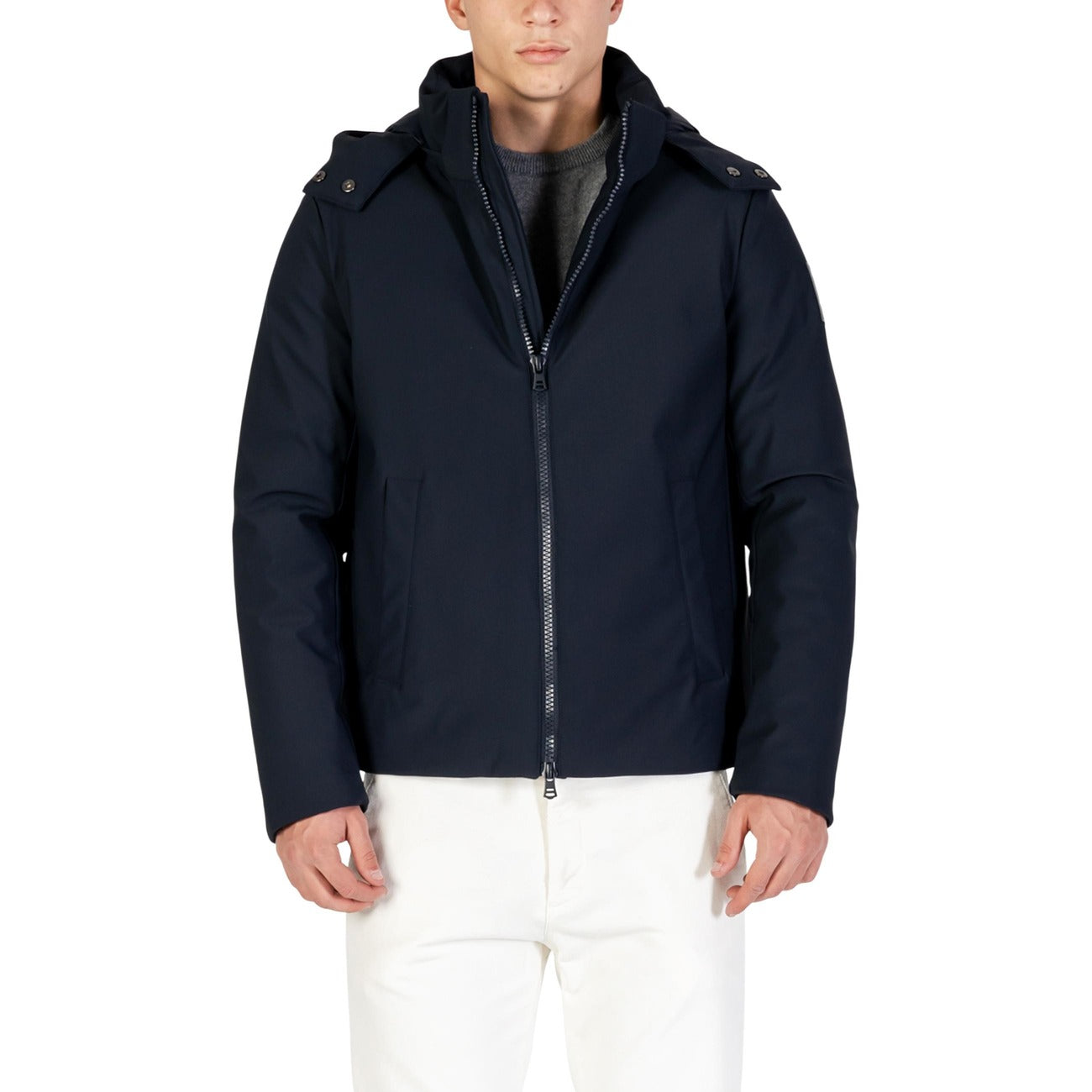 Yos Giacca Uomo Nero Cerniera Cappuccio Manica Lunga Scollo Alto Tasche Nylon Elastan Autunno Inverno HM-90TS