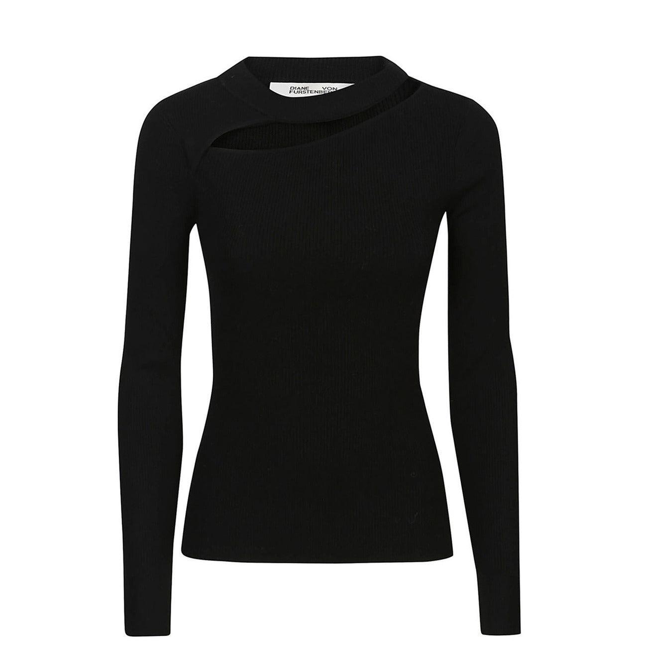 Diane Von Furstenberg Maglia Donna Nera in 84% Lana 14% Nylon 2% Spandex a Manica Lunga con Scollo Tondo V_32155