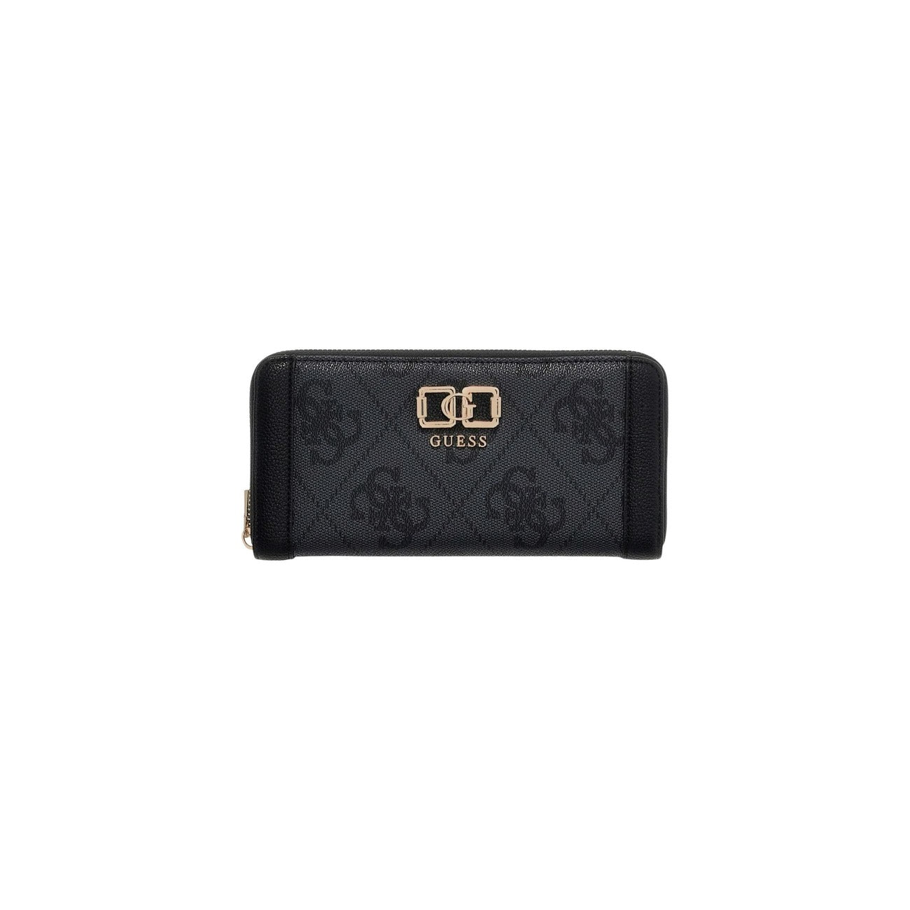 Portafoglio Guess donna nero con cerniera scomparti interni 100% poliuretano 14x9x3 cm - vista frontale
