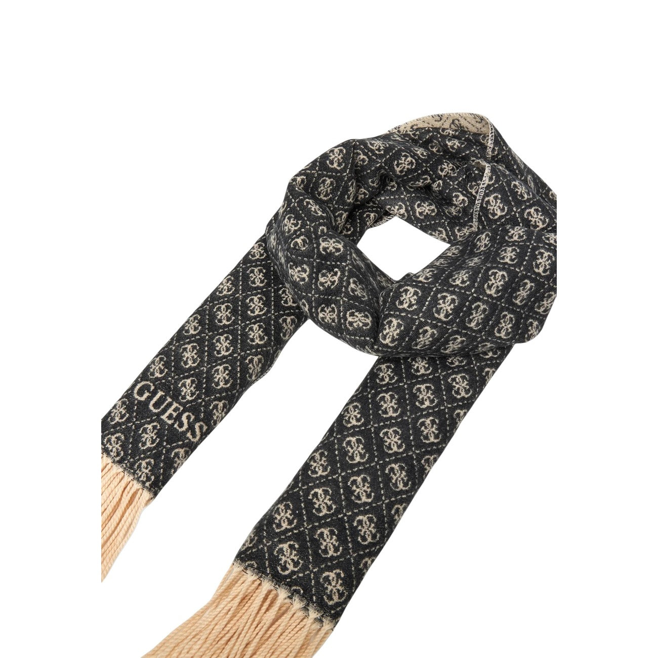 Guess Sciarpa Donna Nera con Stampa - Sciarpa Viscosa Poliestere Poliammide