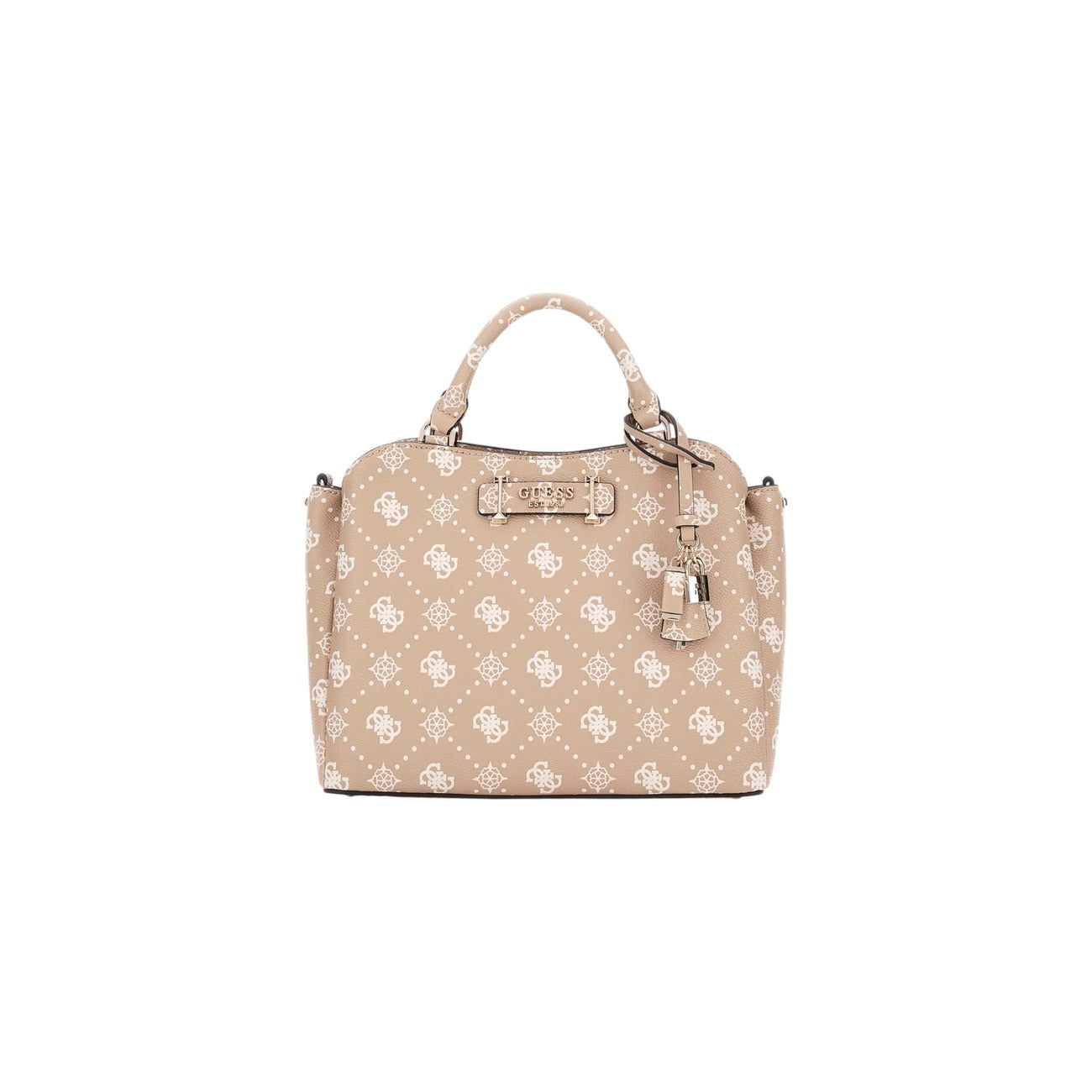 Guess Borsa Donna Marrone con Stampa - Borsa a Mano Cerniera e Tasche Interne 31x23x12cm