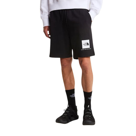 The North Face NSE Box Light Shorts; mix cotone-poliestere, vita elastica, logo a base d'acqua. Il pantaloncino sportivo versatile per ogni giorno. Vista frontale 
