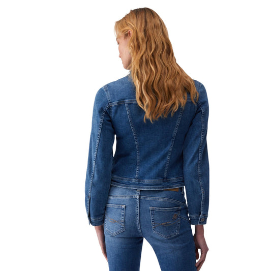 Liu Jo Giubbotto Rider UA6176; denim cotone-elastan, fit aderente, zip centrale, tasche con patta. Il giubbotto corto dal taglio moderno e urbano. Vista posteriore 