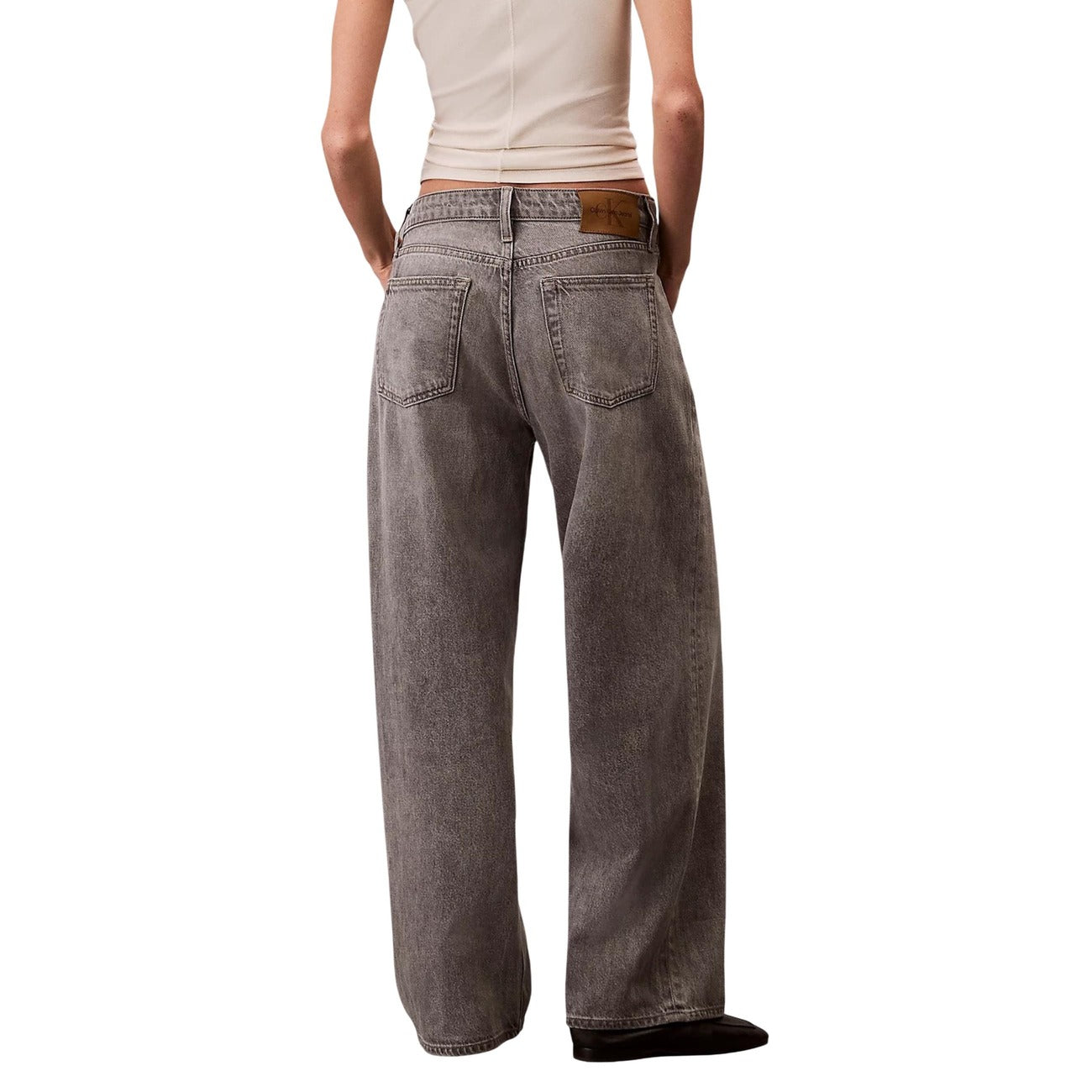 Calvin Klein Jeans Jeans Donna Grigio Zip Bottone Tasche Anteriori Posteriori Cotone Lyocell Autunno Inverno LV047C722G