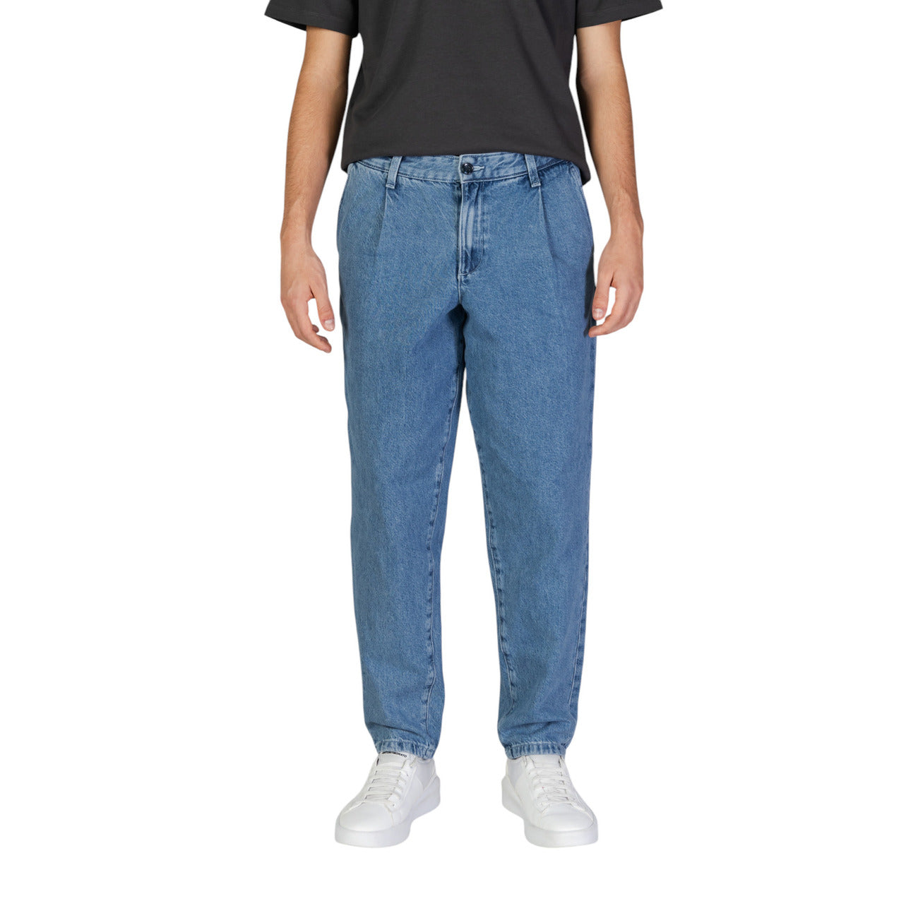 Jack & Jones Jeans Uomo Blu in Cotone 100% con Zip e Bottone Tasche Anteriori 12261946