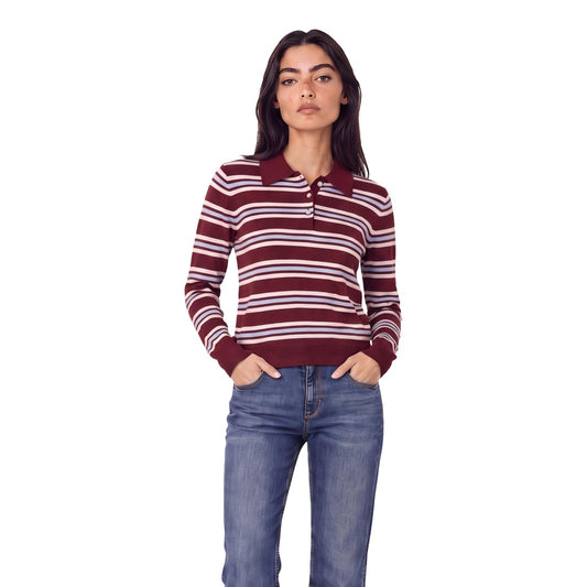 Maglia donna Morgan De Toi bordeaux – Maglione con colletto a revers e bottoni 262-MIKO.