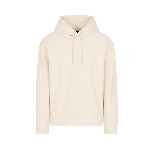 Emporio Armani Felpa Uomo Bianca con Cappuccio Maniche Lunghe - Felpa Cotone Lyocell Elastan