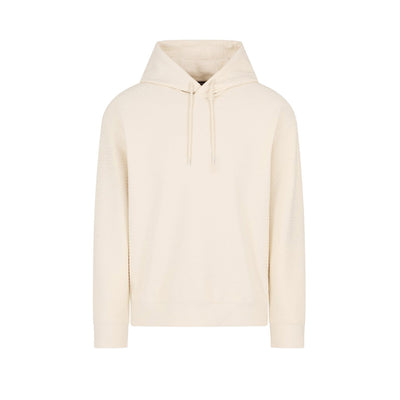 Emporio Armani Felpa Uomo Bianca con Cappuccio Maniche Lunghe - Felpa Cotone Lyocell Elastan