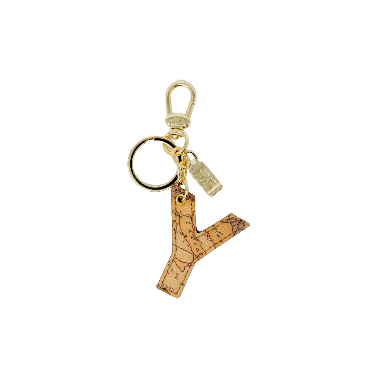 Alviero Martini Prima Classe Portachiavi Donna Beige Stampa Geo 100% Ecopelle Accessori Moda P00Y 6000