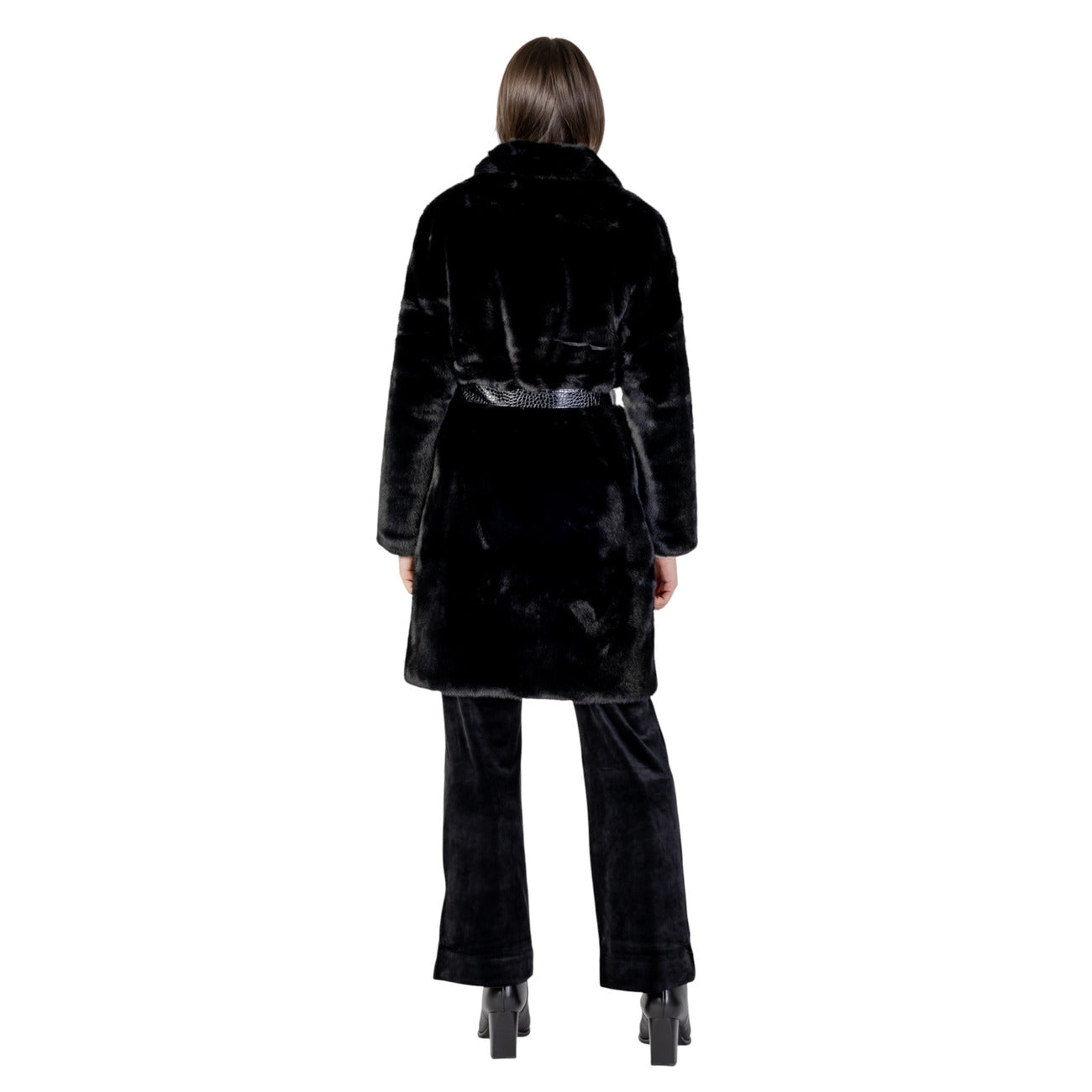 Ayfee Cappotto Donna Nero Bottoni Automatici Maniche Lunghe Scollo Tondo Colletto Classico Tasche Cintura Poliestere 100% Autunno Inverno CAM25226