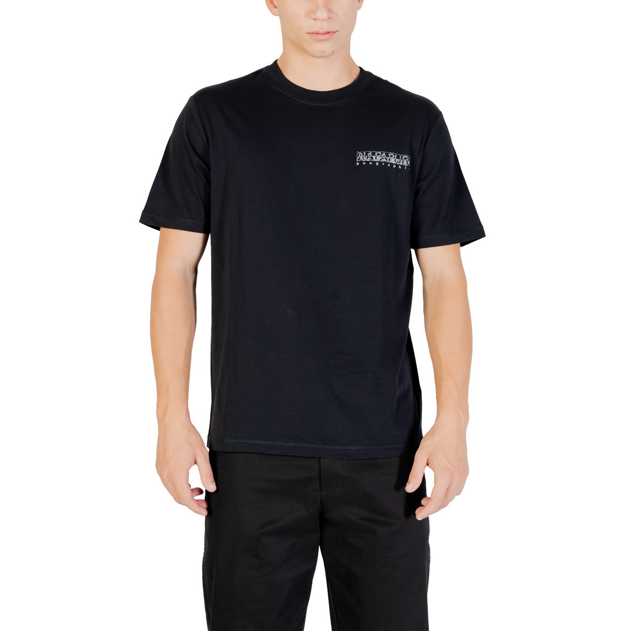 Napapijri T-Shirt Uomo Nera Stampa Manica Corta Scollo Tondo 100% Cotone NP0A893U