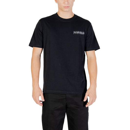 Napapijri T-Shirt Uomo Nera Stampa Manica Corta Scollo Tondo 100% Cotone NP0A893U