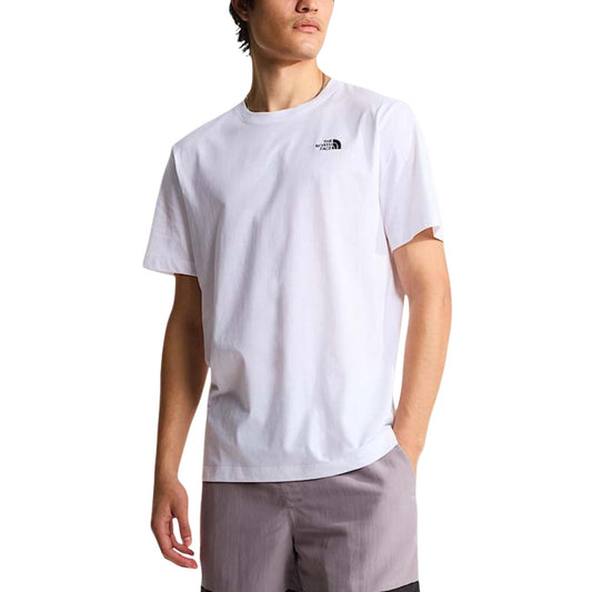 T-shirt The North Face uomo bianca con logo maniche corte - vista frontale indossata da modello
