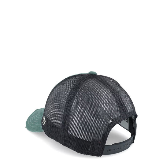 Cappellino Snapback American Needle; corona morbida, verde, chiusura regolabile, materiale misto cotone/poliestere. Stile casual ed essenziale. Vista posteriore 