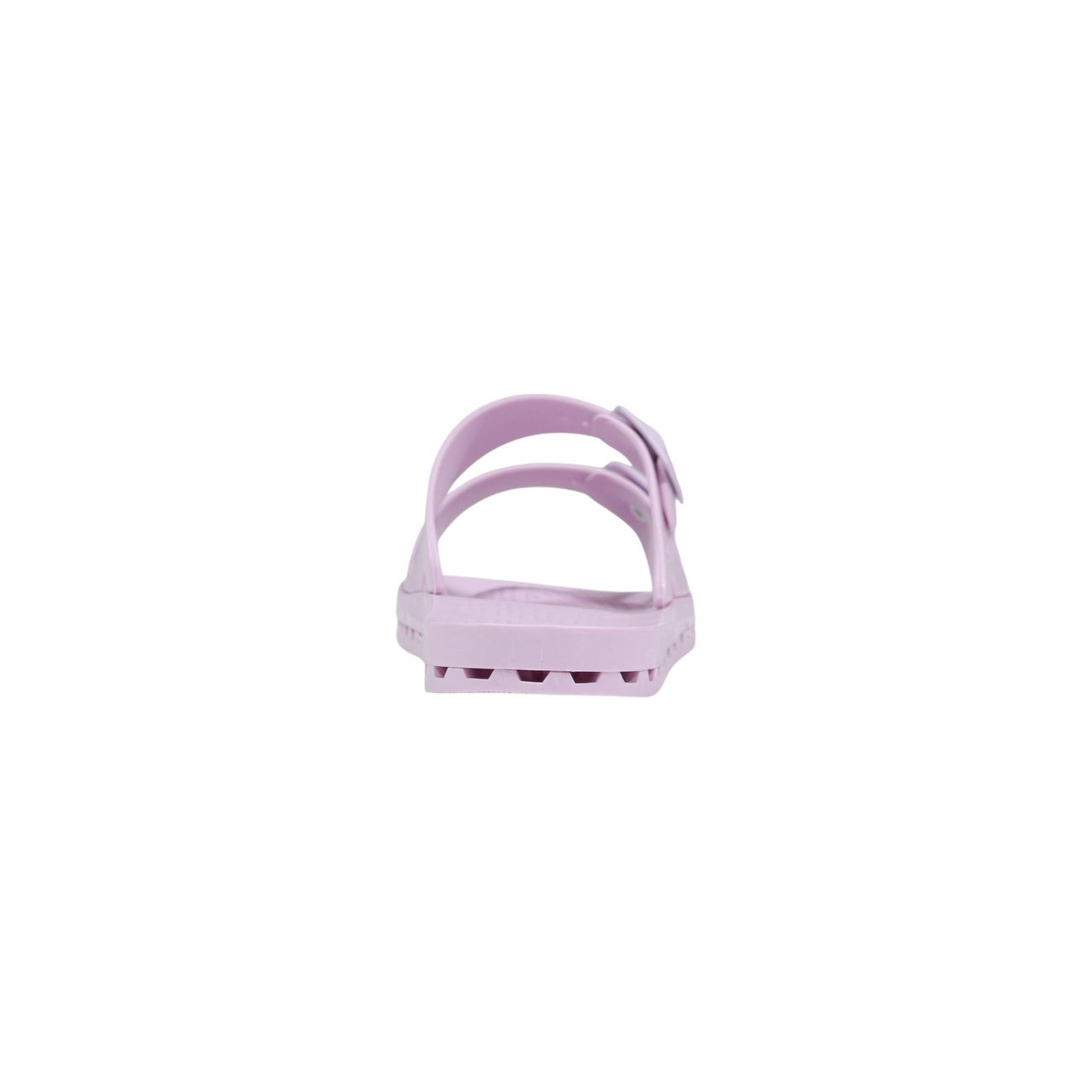 Ciabatte Sensi La Jolla City Donna; 100% PVC. Colore lilla. Suola ergonomica alveolare drenante, doppia fibbia regolabile, altezza 2 cm. Made in Italy, lavabili e ultra-traspiranti. Vista posteriore 