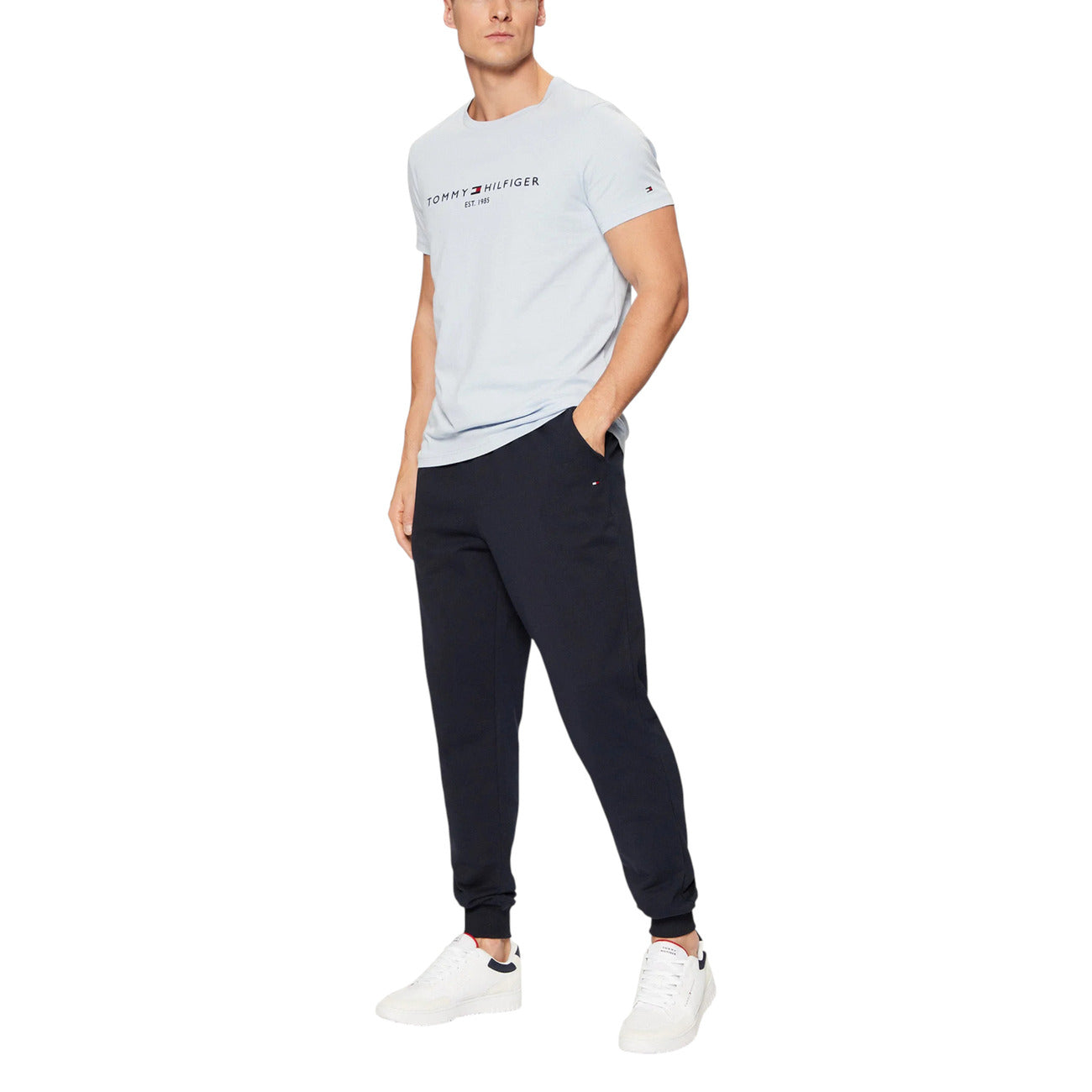 Tommy Hilfiger Pantaloni Sportivi Uomo Blu con Lacci - Pantalone Cotone Tasche Anteriori