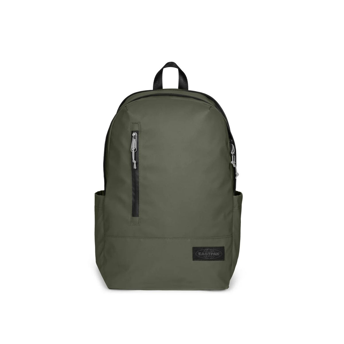 Zaino Porta PC 16" Impermeabile verde; Zaino medio idrorepellente con tasche portaborraccia laterali, tasca di sicurezza sul retro, dettagli riflettenti e spallacci imbottiti. Stile casual e sportivo.