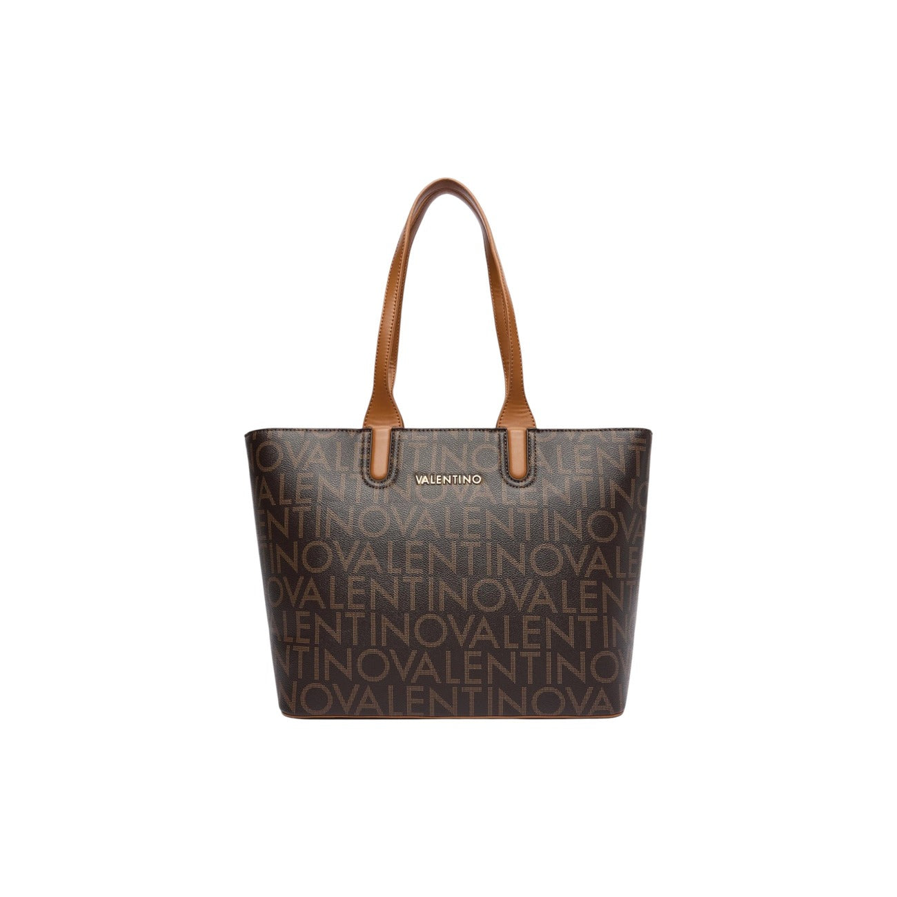 Valentino Bags Borsa Donna Marrone a Mano con Stampa - Borsa Poliuretano Tasca Interna 34x28x12.5cm