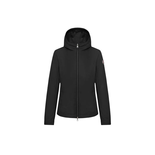 Giacca Colmar Originals nera donna 1964 6ZB. Giubbotto leggero da donna nero con cappuccio avvolgente, chiusura zip integrale, orlo rifinito e logo Colmar sulla manica, giacca mezza stagione casual e sportiva.